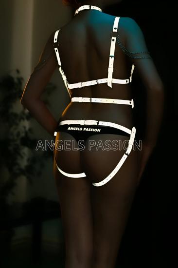 Gizli Arzu Zincir Detaylı Ağ Kısmı Açık Gizli Arzu Reflektörlü Şık Harness - APFT299