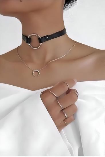 Halka Detaylı Şık Gizli Arzu Deri Choker - APFT35