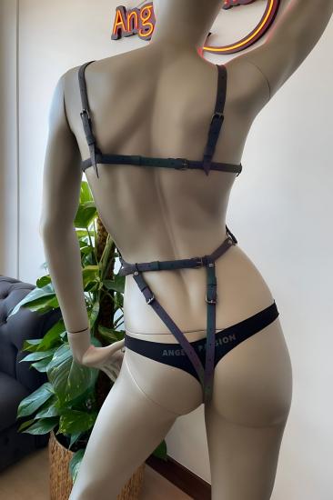 Dansçı Kıyafetleri - Gizli Arzu Karanlıkta Parlayan Gizli Arzu Reflektörlü Body Harness