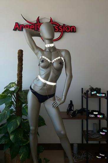 Gizli Arzu Zincir ve Reflektör Detaylı Gizli Arzu Seksi Harness - APFT454