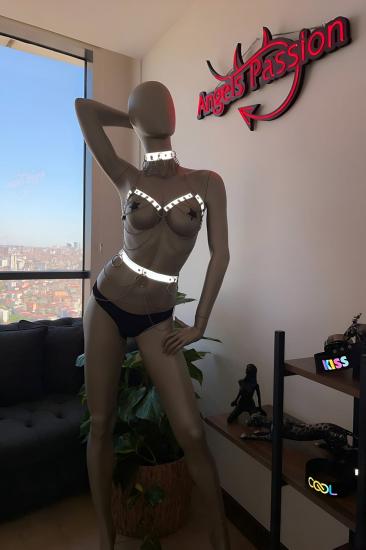 Gizli Arzu Zincir ve Reflektör Detaylı Gizli Arzu Seksi Harness - APFT454