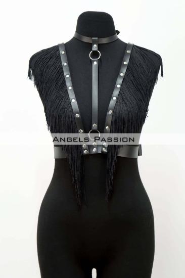 Püskül ve Gizli Arzu Deri Büstiyer Harness, Gizli Arzu Püsküllü Gizli Arzu Clubwear, Gizli Arzu Deri Büstiyer - APFT767