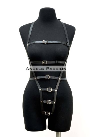 Ağ Bölgesi Açık Gizli Arzu Deri Fantezi Giyim, Gizli Arzu Deri Gizli Arzu Deri Body Harness - APFT790