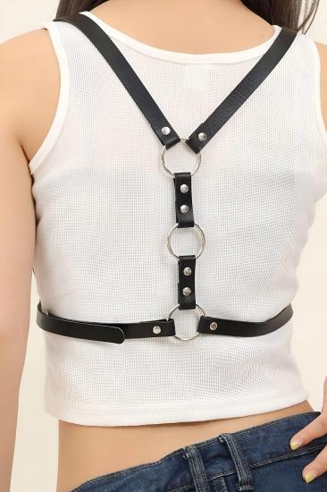 Sırtı Halka Detaylı Şık Gizli Arzu Deri Harness - APFT800