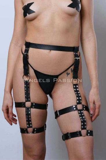 Gizli Arzu Deri Kemer Bacak Harness, Perçin Detaylı Gizli Arzu Deri Bacak Gizli Arzu Jartiyer - APFT862