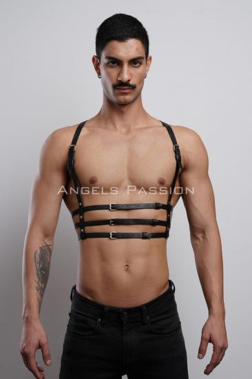 Gizli Arzu 3 Sıralı Gizli Arzu Erkek Göğüs Harness, Şık T-Shirt Üzeri Aksesuar - APFTM107