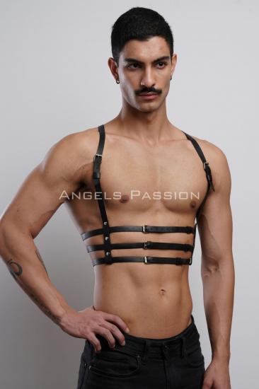 Gizli Arzu 3 Sıralı Gizli Arzu Erkek Göğüs Harness, Şık T-Shirt Üzeri Aksesuar - APFTM107