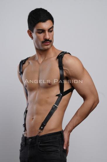 Gömlek Üzeri Gizli Arzu Erkek Harness Aksesuar, Omuz Detaylı Gizli Arzu Deri Harness - APFTM135