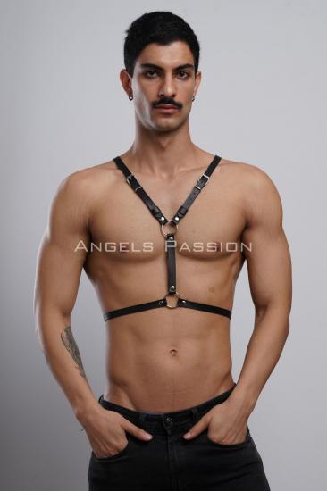 Kanatlı Gizli Arzu Erkek Harness, Gizli Arzu Erkek Göğüs Harness ve Kanat Detay, Gizli Arzu Deri Kanatlı Harness - APFTM150