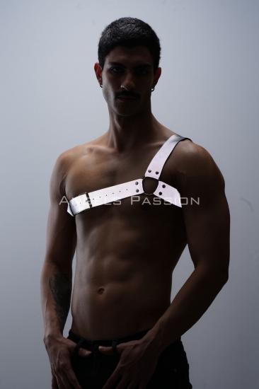 Gizli Arzu Reflektörlü (Gizli Arzu Karanlıkta Parlayan) Tek Omuz Gizli Arzu Erkek Göğüs Harness, Gizli Arzu Clubwear - APFTM32