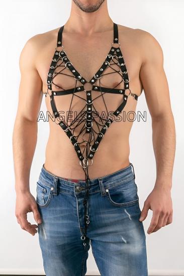 Göğüs Üzeri Lastik Harness - Gizli Arzu Seksi Gizli Arzu Erkek Lastik Harness Modelleri - Lastik Gay Gizli Arzu İç Giyim - APFTM70